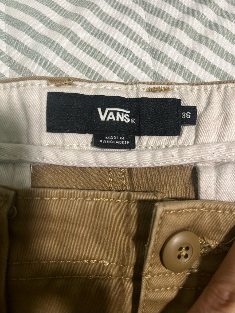 Vans Tan Canvas Casual Pants with Back Flap Pocket
